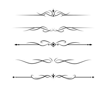 Set of Vintage decorative lines. text dividers. Line border. Lines separators. Vector illustrationのイラスト素材