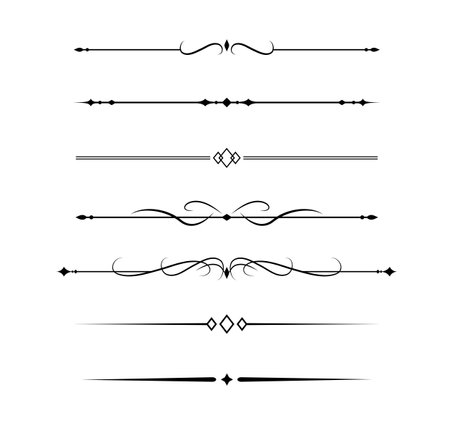 Set of Vintage decorative lines. text dividers. Line border. Lines separators. Vector illustrationのイラスト素材