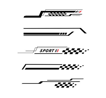 Start and finish flag. Race flag. Checkered flag. Racing stripes.のイラスト素材