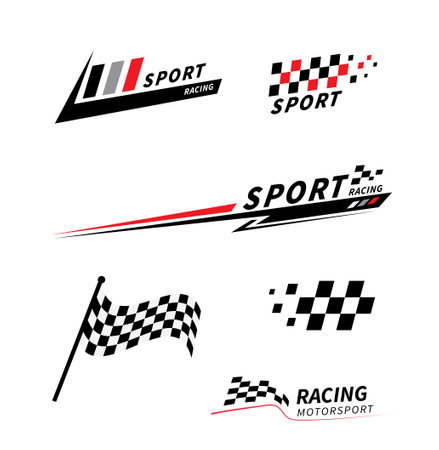 Sport car stripe stickers. Race flag. Checkered flag. Racing stripes. Stickers car decal.のイラスト素材