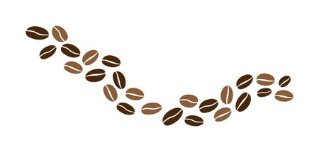 Coffee beans isolated on white background. Wave of Coffee bean backgroundのイラスト素材