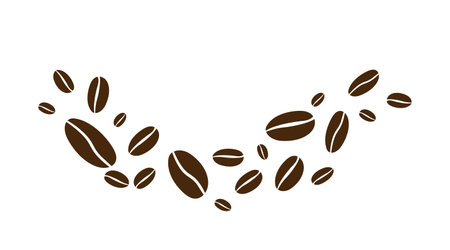 Coffee beans isolated on white background. Wave of Coffee bean backgroundのイラスト素材