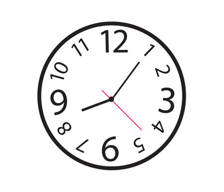 Wall clock. Simple wall clock. Minimalist watch. Classic design wall clock. Analog clock.のイラスト素材
