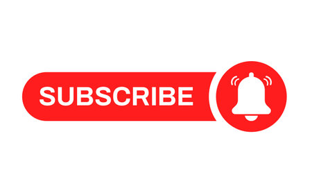 Red button subscribe. subscribe of channel, social media. Vector illustrationのイラスト素材