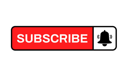 Red button subscribe. subscribe of channel, social media. Vector illustrationのイラスト素材