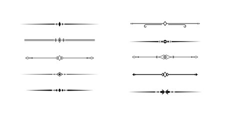 Set of Vintage decorative lines. text dividers. Line border. Lines separators, Vintage dividers.のイラスト素材