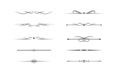 Set of Vintage decorative lines. text dividers. Line border. Lines separators, Vintage dividers.のイラスト素材