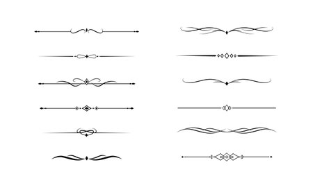 Set of Vintage decorative lines. text dividers. Line border. Lines separators, Vintage dividers.のイラスト素材