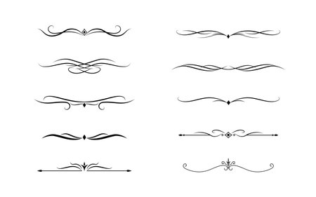 Set of Vintage decorative lines. text dividers. Line border. Lines separators, Vintage dividers.のイラスト素材