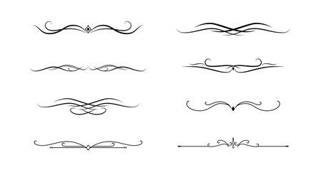Set of Vintage decorative lines. text dividers. Line border. Lines separators, Vintage dividers.のイラスト素材