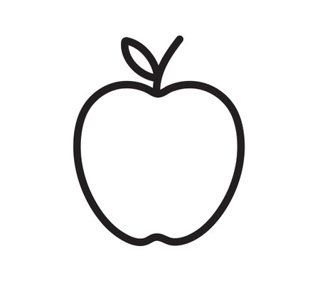 Apple icon. Apple line art. Apple simple outline. Healthy food. Vectorのイラスト素材