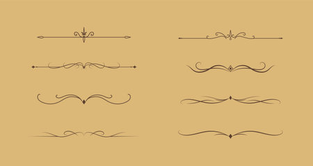 Set of Vintage decorative golden lines. text dividers. Gold Lines separators, Underlineのイラスト素材