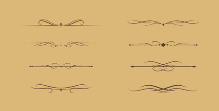 Set of Vintage decorative golden lines. text dividers. Gold Lines separators, Underlineのイラスト素材