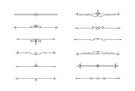 Set of Vintage decorative lines. text dividers. Line border. Lines separators. Vector illustrationのイラスト素材
