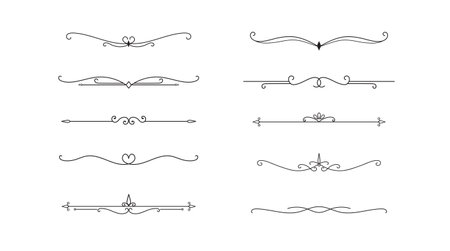 Set of Vintage decorative lines. text dividers. Line border. Lines separators. Vector illustrationのイラスト素材
