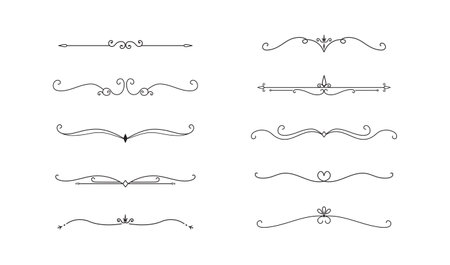 Set of Vintage decorative lines. text dividers. Line border. Lines separators. Vector illustrationのイラスト素材