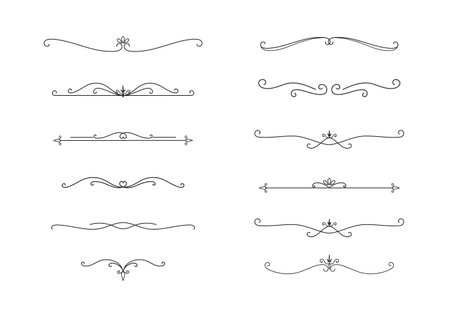 Set of Vintage decorative lines. text dividers. Line border. Lines separators. Vector illustrationのイラスト素材