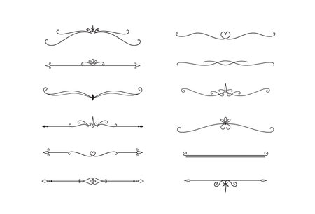 Set of Vintage decorative lines. text dividers. Line border. Lines separators. Vector illustrationのイラスト素材