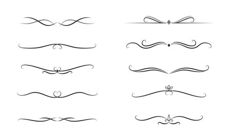 Set of Vintage decorative lines. text dividers. Line border. Lines separators. Vector illustrationのイラスト素材