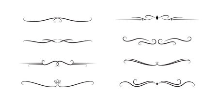 Set of Vintage decorative lines. text dividers. Line border. Lines separators. Vector illustrationのイラスト素材