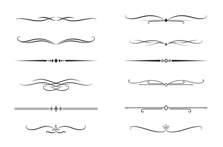 Set of Vintage decorative lines. text dividers. Line border. Lines separators. Vector illustrationのイラスト素材