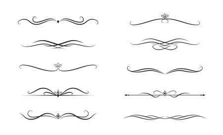 Set of Vintage decorative lines. text dividers. Line border. Lines separators. Vector illustrationのイラスト素材