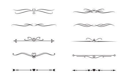 Set of Vintage decorative lines text dividers Line border Lines separators Vector illustrationのイラスト素材