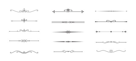 Set of Vintage decorative lines text dividers Line border Lines separators Vector illustrationのイラスト素材