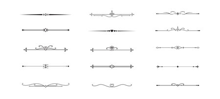 Set of Vintage decorative lines text dividers Line border Lines separators Vector illustrationのイラスト素材