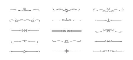 Set of Vintage decorative lines text dividers Line border Lines separators Vector illustrationのイラスト素材