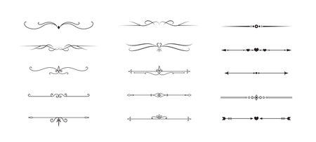 Set of Vintage decorative lines text dividers Line border Lines separators Vector illustrationのイラスト素材