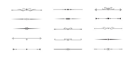 Set of Vintage decorative lines text dividers Line border Lines separators Vector illustrationのイラスト素材