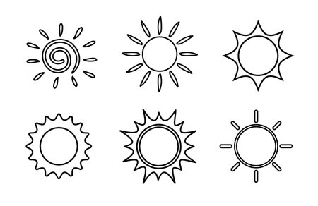 Set of Sun line icon. Sunrise and sunset icon. Solar icon. weather sign. Vector illustrationのイラスト素材