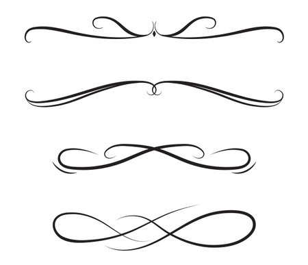 Set of Vintage decorative lines. text dividers. Line border. Lines separatorsのイラスト素材