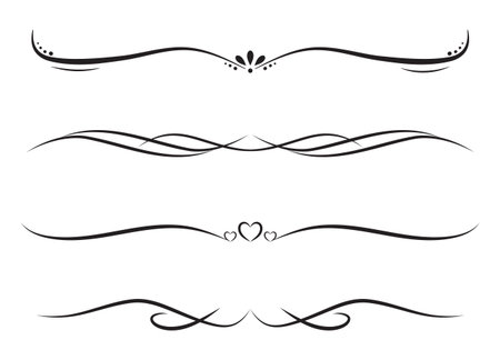 Set of Vintage decorative lines. text dividers. Line border. Lines separatorsのイラスト素材