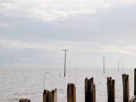 Effects of global warming in Thailand,Eroded sea Swallowed the landの写真素材