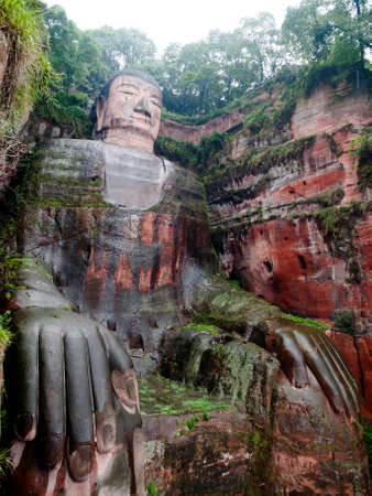 Giant Stone Buddha in Chinaの写真素材