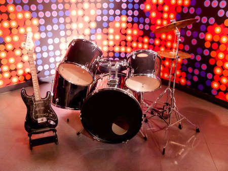 Music Instruments drums and guitarの写真素材