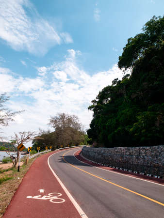 bike lane parallel main roadの写真素材