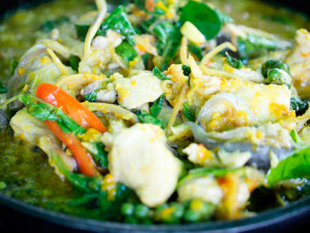 thai stir fried spicy snapper thai foodの写真素材