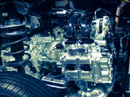 close up car engine compartmentの写真素材