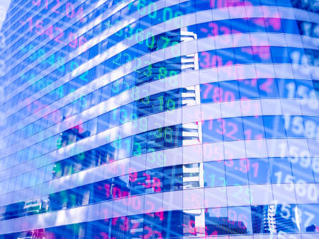 abstract stock chart in double exposure backgroundの写真素材