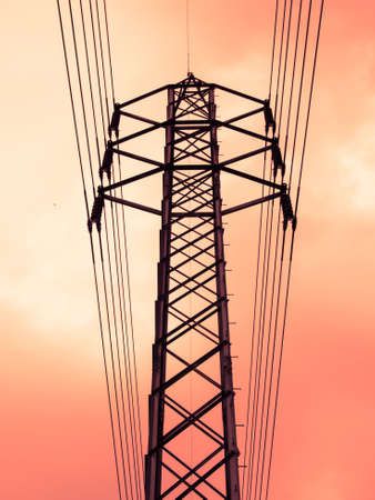 high voltage power lines backgroundの写真素材