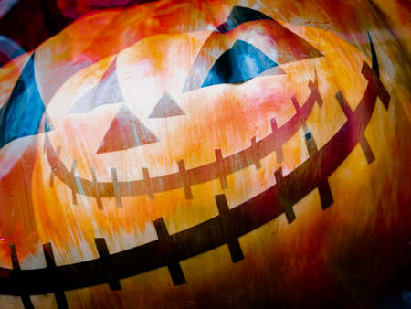double exposure effect scary halloween pumpkins backgroundの写真素材