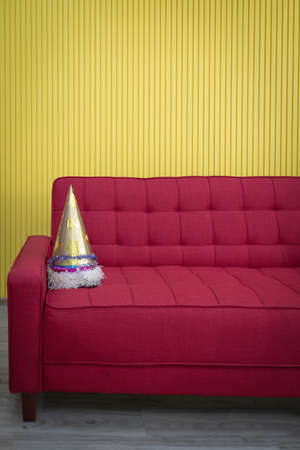 Decorated living room with beautiful Christmas tree for partyの写真素材