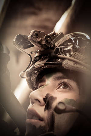 Portrait of a woman soldier army military concept