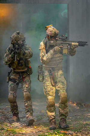 team of soldiers engaged in operation rescue