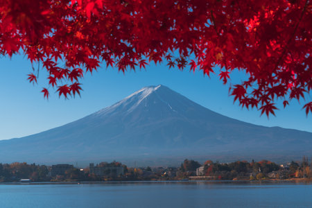 Traveller in japan with Fuji mountain viewの素材 [FY310196469148]