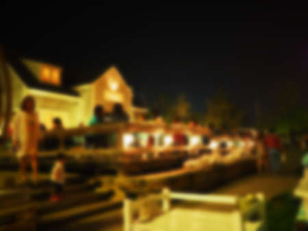 night light restaurant blur backgroundの写真素材