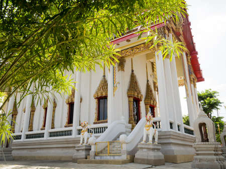 thailand public temple on white skyの写真素材